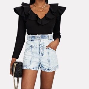 Veronica Beard jeans ruffle top NWT